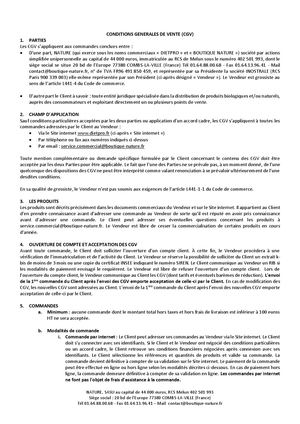 Conditions Générales de Vente Dietpro Boutique Nature 2025