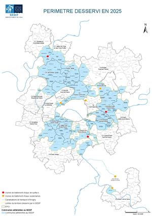 Carte du périmètre SEDIF en 2025
