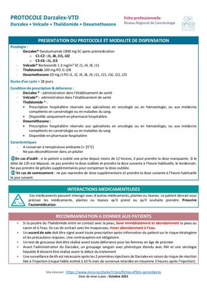 Protocole Darzalex Vtd Fiche Professionnel