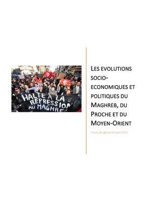 Les Évolutions Socio-éco et politiques du MPMO
