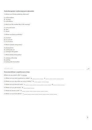 Test English Class A1+ Unit 5