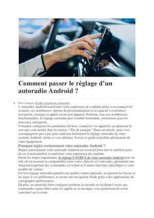 Réglage autoradio : étapes simples pour Android