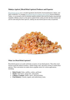 Malatya Apricot Diced Dried Apricots Producer And Exporter