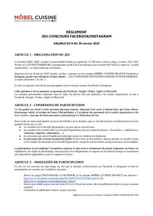 Règlement Jeu Concours Siemens Facebook Instagram Möbel Cuisine Janvier 2025