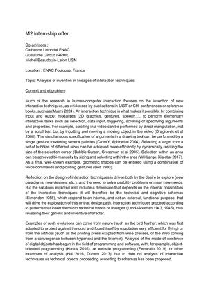 M2 Internship offer - Analysis of invention in lineages of interaction techniques EN