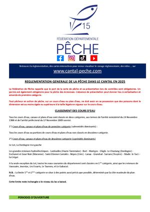 Reglementation 2025 de la Pratique de la Pêche dans le Cantal