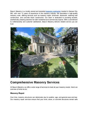 Beau's Masonry - Best Trusted Masonry Contractor in Kansas City, MO
