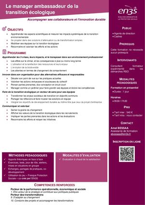 Le Manager ambassadeur de la transition écologique