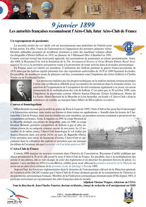 9 Janvier 1899 Aéroclub De France