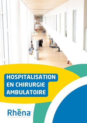Hospitalisation Chirurgie Ambulatoire Livret Adulte