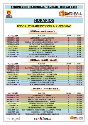 Horarios I Torneo De Navidad De Datchball Biescas 2025
