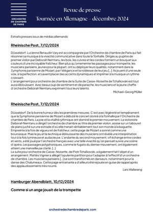 Revue presse tournée Allemagne déc. 2024