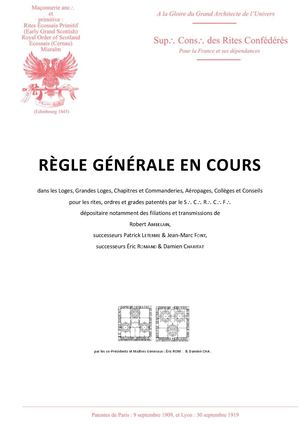 SCRCF - Règle Générale