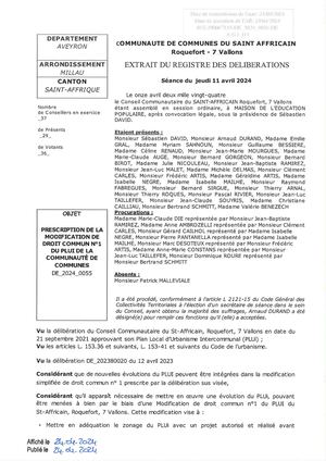 2024 11 04 De 2024 0055 Prescritpion Modification Droit Commun N°1 Du Plui