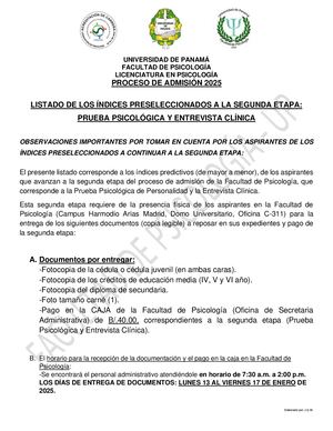 Proceso de Admisión 2025 - Preseleccionados