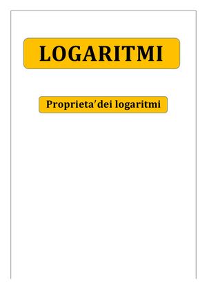 1_Logaritmi - Proprietà dei logaritmi