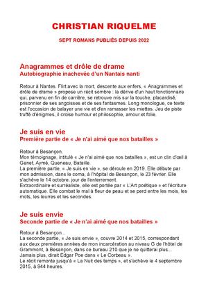 Christian Riquelme Sept Livres Publies Depuis 2022
