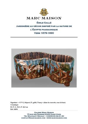 Jardinière au décor inspiré par la nature de l’Égypte pharaonique Vers 1879-1890