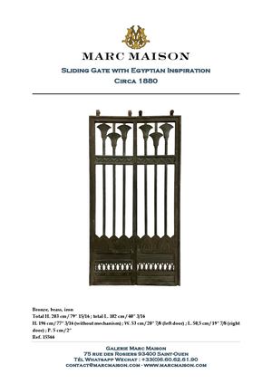 Sliding Gate with Egyptian Inspiration Circa 1880