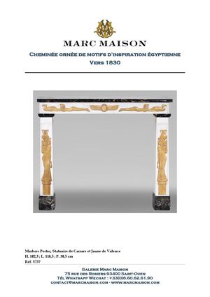 Cheminée ornée de motifs d’inspiration égyptienne Vers 1830