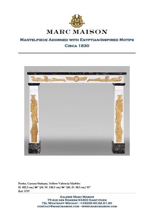 Mantelpiece Adorned with Egyptian-Inspired Motifs Circa 1830
