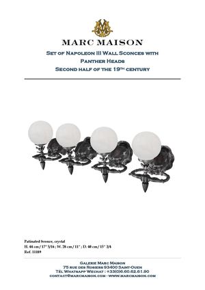 Set of Napoleon III Wall Sconces with Panther Heads Second half of the 19th century