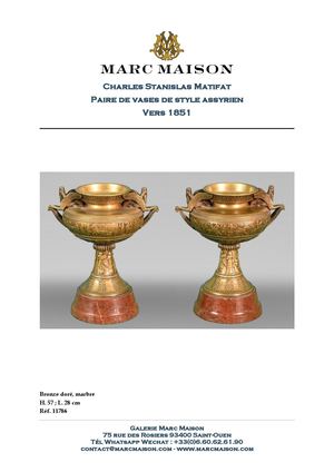Charles Stanislas Matifat Paire de vases de style assyrien Vers 1851
