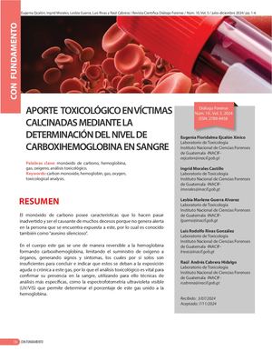 RCDF Número 10 Vol 5 p. 16-21 APORTE TOXICOLÓGICO EN VÍCTIMAS CALCINADAS MEDIANTE LA DETERMINACIÓN DEL NIVEL DE CARBOXIHEMOGLOBINA EN SANGRE
