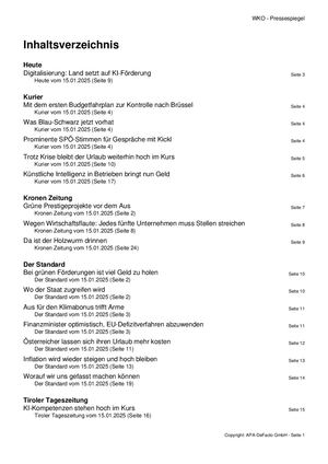 Pressespiegel 20250115