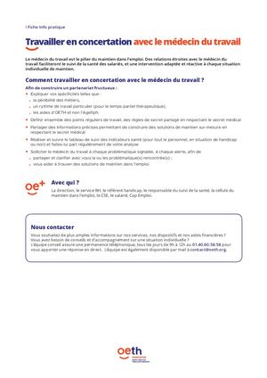 Travailler En Concertation Avec Le Médecin Du Travail