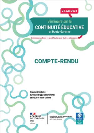 Bilan Séminaire Continuité Educative 2024