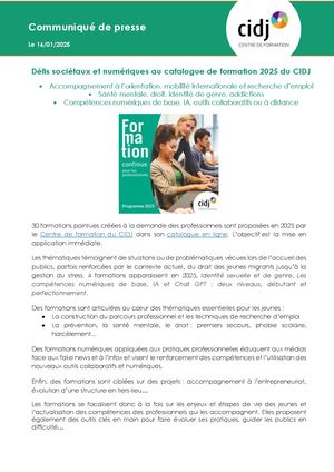 Communiqué de presse Centre De Formation Cidj 2025