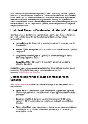 İZmir Almanca Dershanesi Seçerken Dikkat Edilmesi Gerekenler
