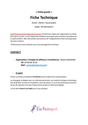 Petite Goutte Fiche Tech 2025