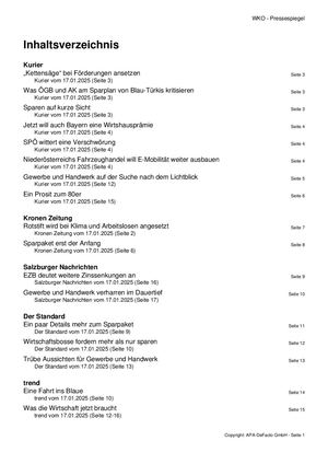 Pressespiegel 20250117