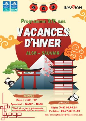 Sauvian programme vacances hiver ALSH Maternelle