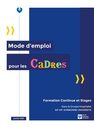 Fc Et Stages Mode D'emploi Pour Les Cadres Gh Aphp Su
