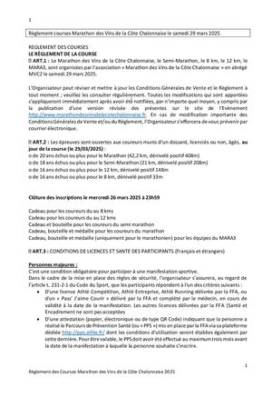 Réglement des épreuves du Marathon des Vins de la Côte Chalonnaise 2025