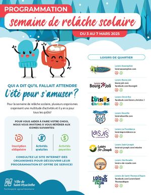 Programmation de de la semaine de relâche