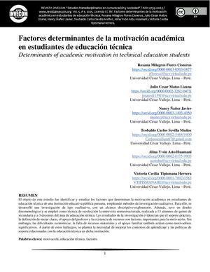 Factores determinantes de la motivación académica en estudiantes de educación técnica