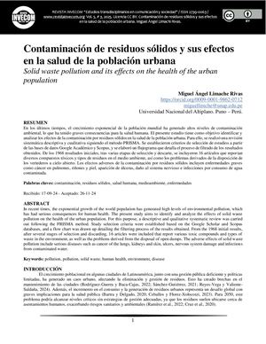 Contaminación de residuos sólidos y sus efectos en la salud de la población urbana