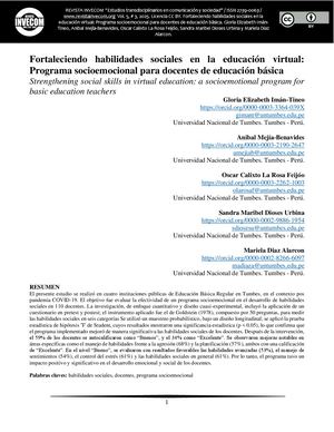 Fortaleciendo habilidades sociales en la educación virtual:  Programa socioemocional para docentes de educación básica