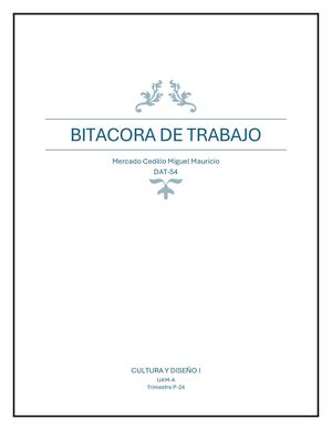 Bitacora De Trabajo Cultura Y Diseño