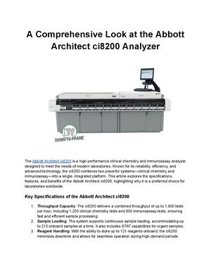 A Comprehensive Look At The Abbott Architect Ci8200 Analyzer