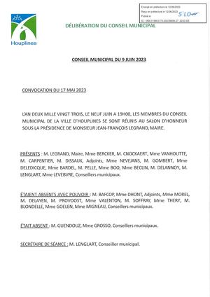 Conseil municipal du 9 juin 2023 - Délibérations