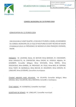 Conseil municipal du 19 février 2024 - Délibérations