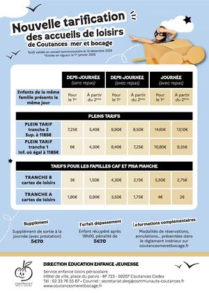 Grille Tarifaire 2025 - ALSH Coutances mer et bocage