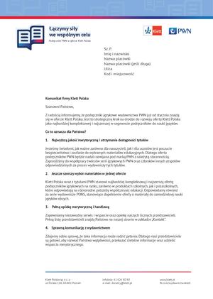 List Oficjalny A4 Wzór