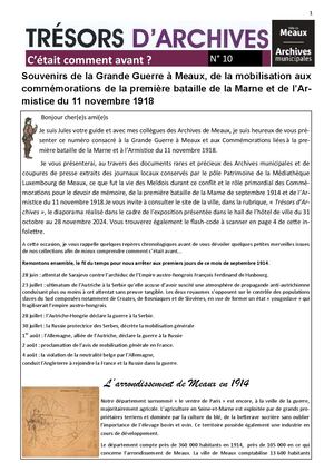 Trésors D'archives N°10 : Souvenirs de la Grande Guerre à Meaux