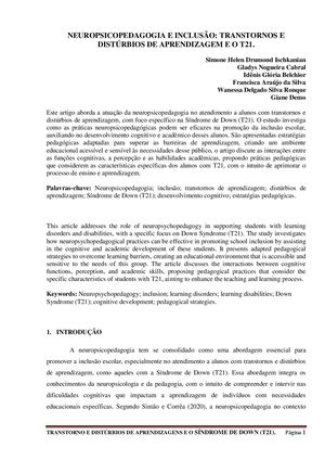 Neuropsicopedagogia E Inclusão T21